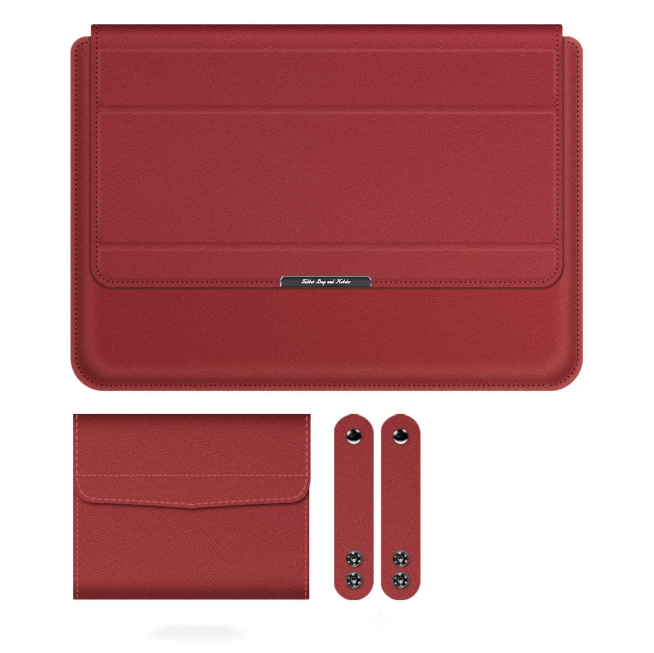 Túi chống sốc bao da laptop dành cho macbook kiêm giá đỡ tản nhiệt kèm ví đựng sạc chuột Đỏ 13 INCH
