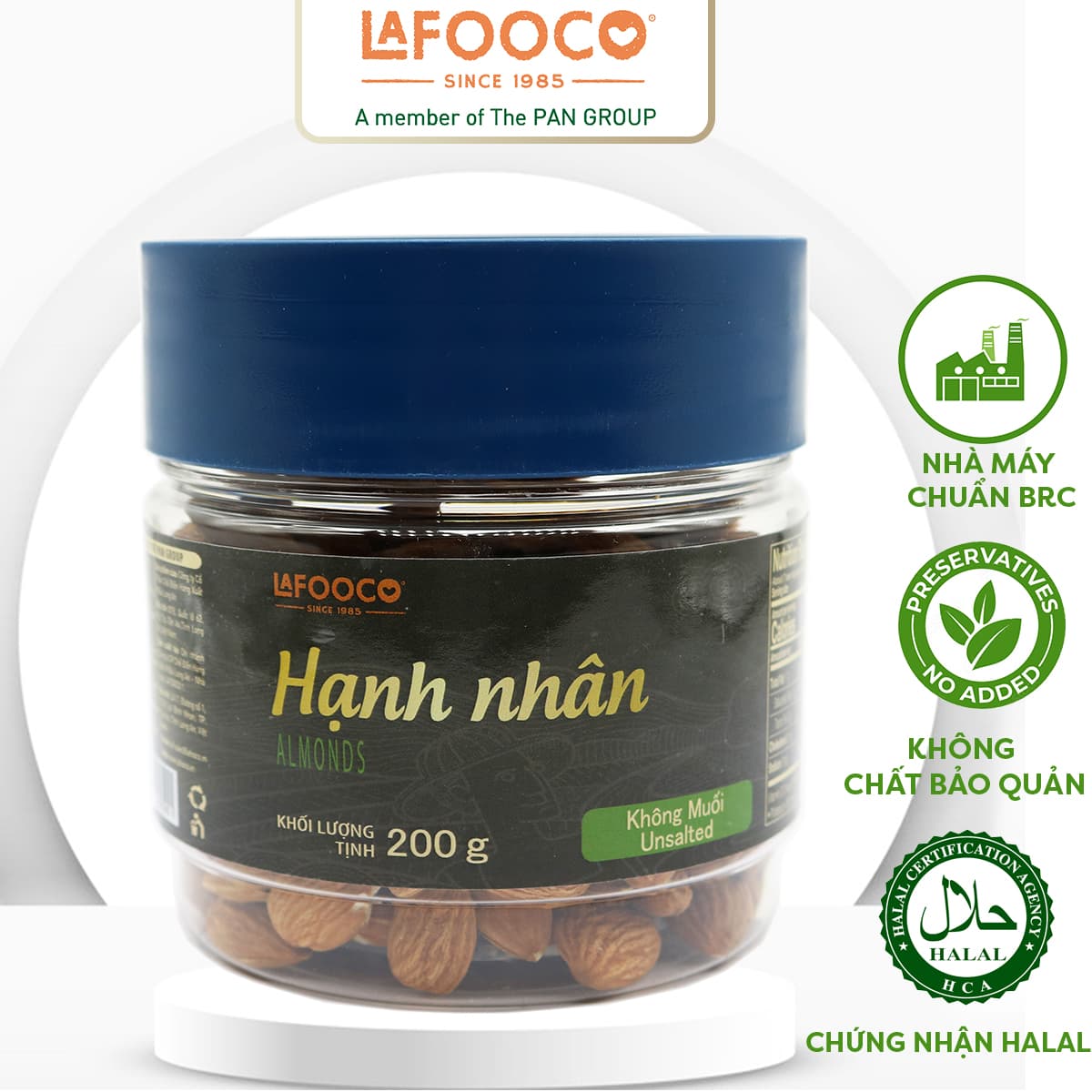 LAFOOCO Hạt Hạnh Nhân Mỹ Sấy Không Muối 200g HSD 022027