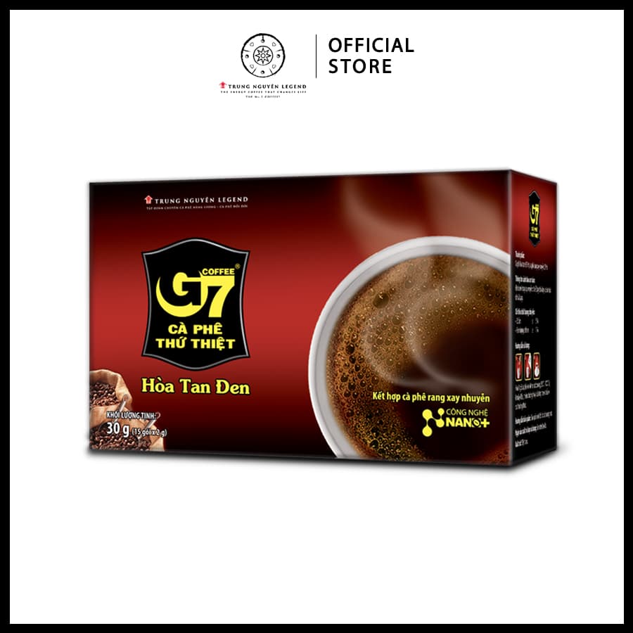 Trung Nguyên Legend Cà phê G7 hòa tan đen không đường hộp 15 gói 2gr