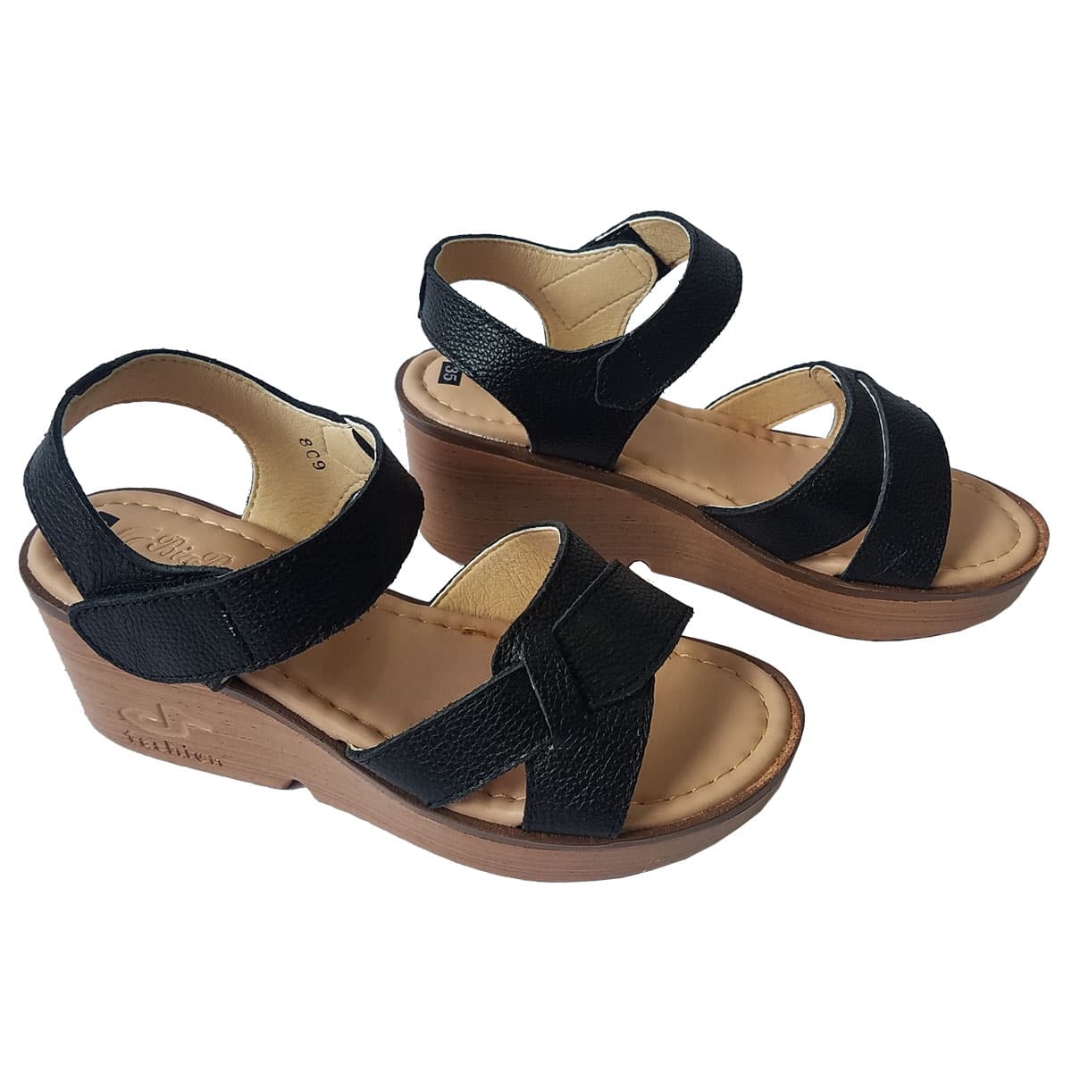 Giày Sandal Đế Xuồng Nữ Da Bò BIGGBEN Cao Cấp SDX31 35 Đen