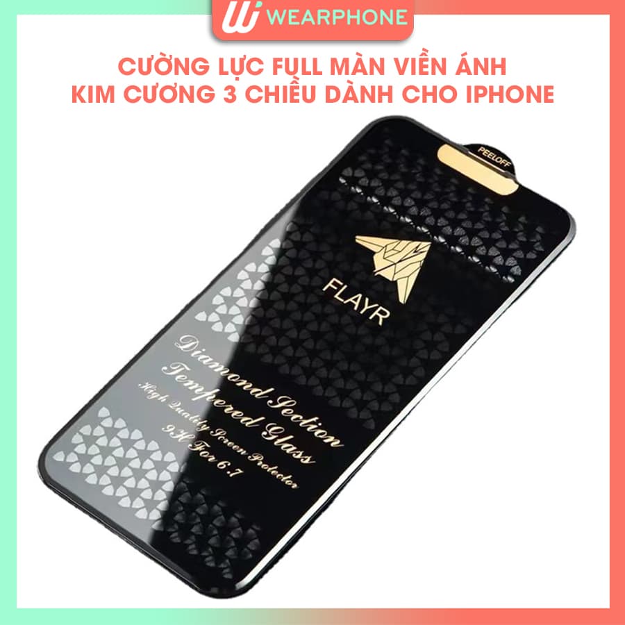 Miếng dán kính cường lực viền kim cương dành cho iphone x xs xr xs max 11 11 pro 11 pro max 12 12 pro 12 pro max 12 mini 13 13 pro max Handtown iPhone 13 Pro Max