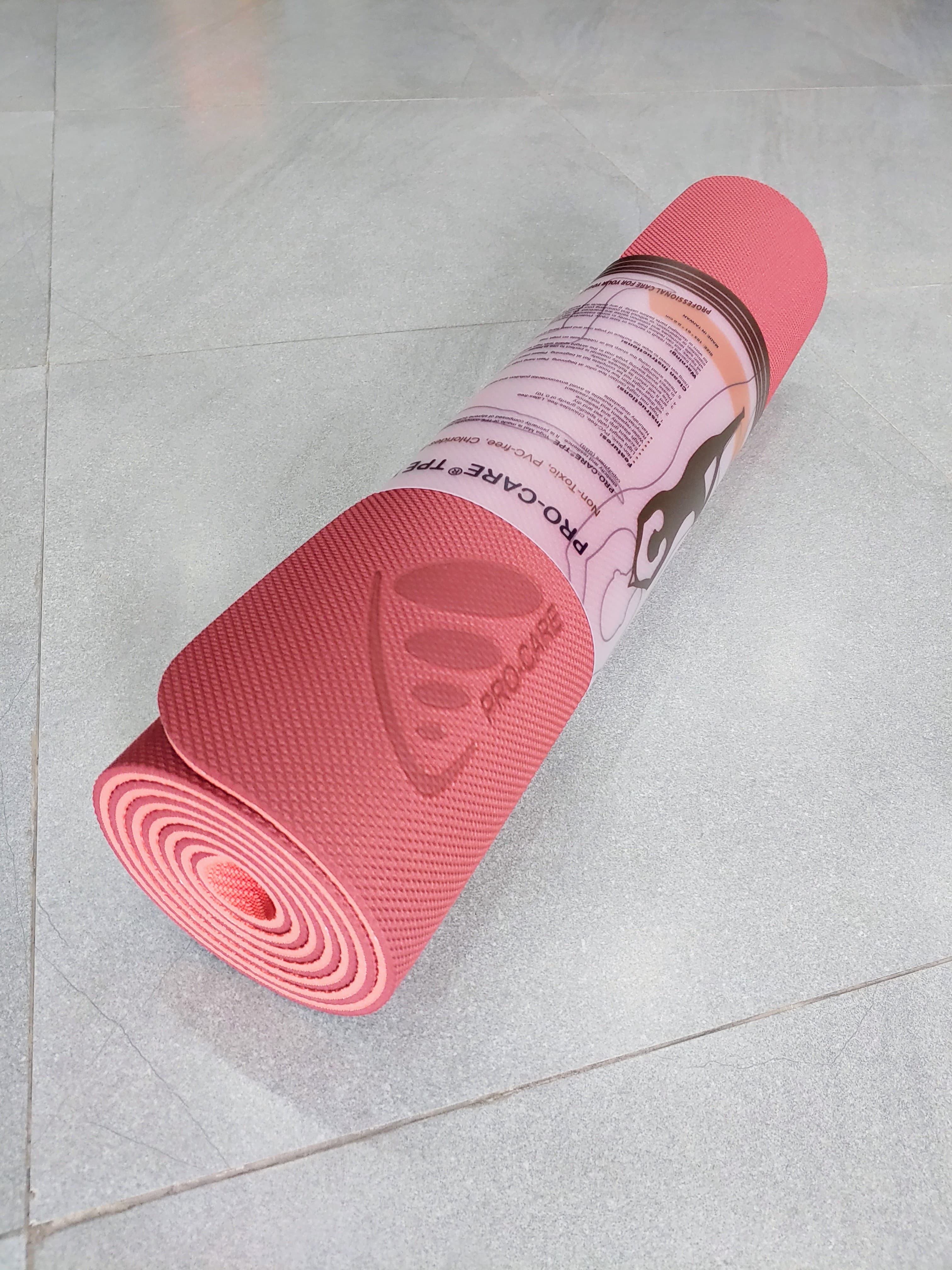 Thảm tập yoga Pro Care định tuyến TPE 2 lớp 6mm Tặng kèm túi đựng thảm Đỏ đô