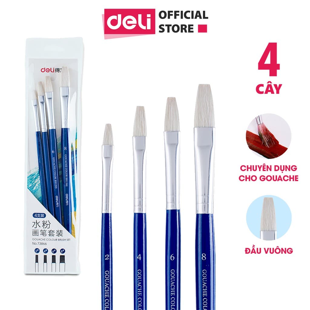 Bộ Cọ Vẽ Chuyên Nghiệp Deli Dùng Cho Màu NướcBộtSơn Acrylic Set 46 Cây 738857386673867 Bộ 4cọ Gouache 73866