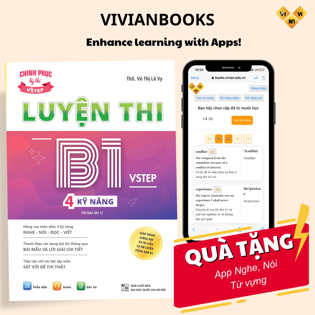 Sách Luyện thi B1 Vstep 4 kỹ năng Ôn thi chứng chỉ tiếng Anh B1 bậc 3 bằng B1 tiếng Anh theo Khung NLNN Việt Nam