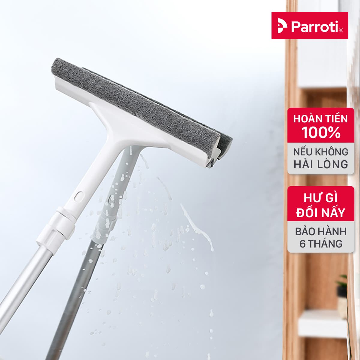 Cây lau kính gạt chùi kính đa năng 2 đầu trong 1 Parroti Shiny SN01