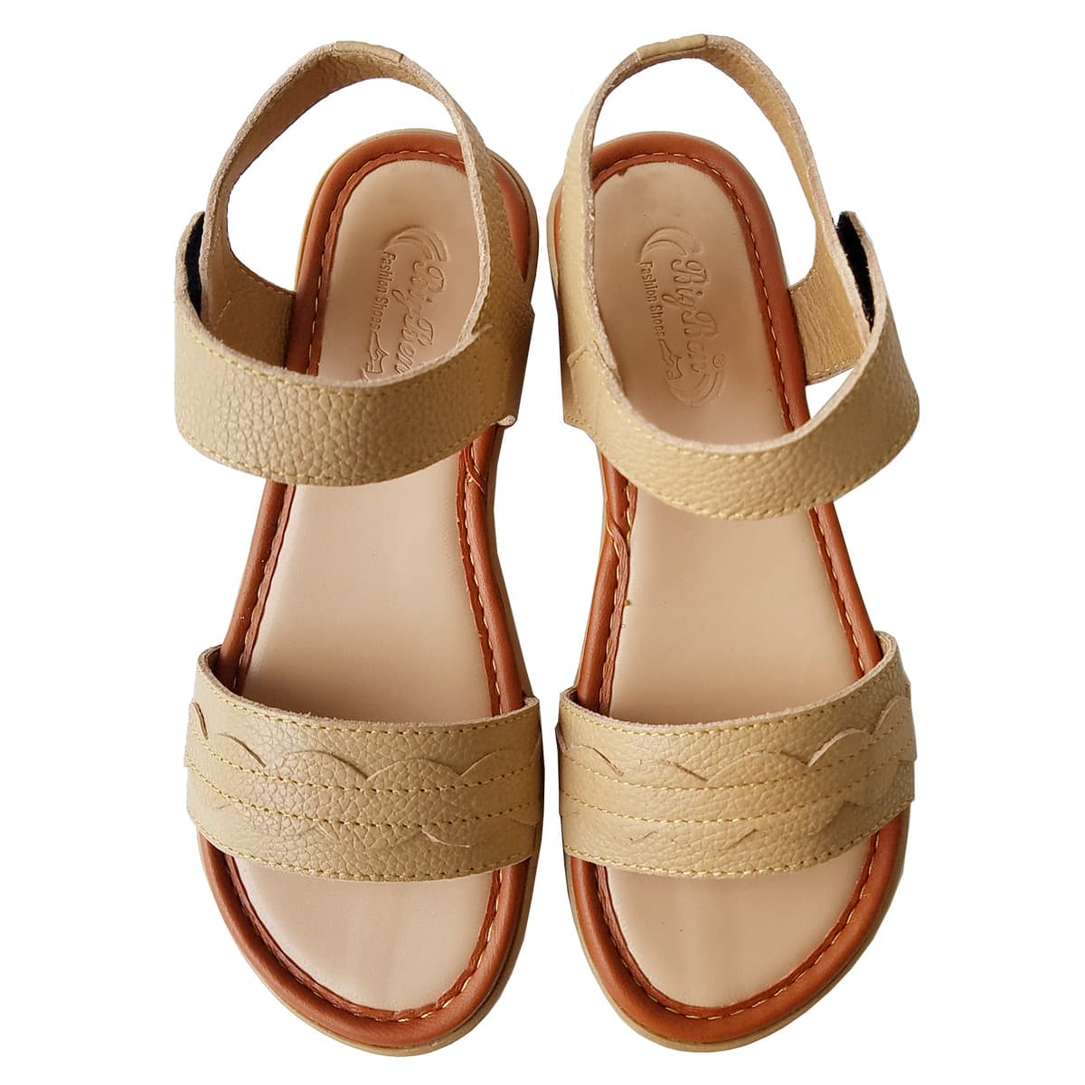 Giày Sandal Nữ Da Bò Thật BIGGBEN Cao Cấp SDN88 Kem 36