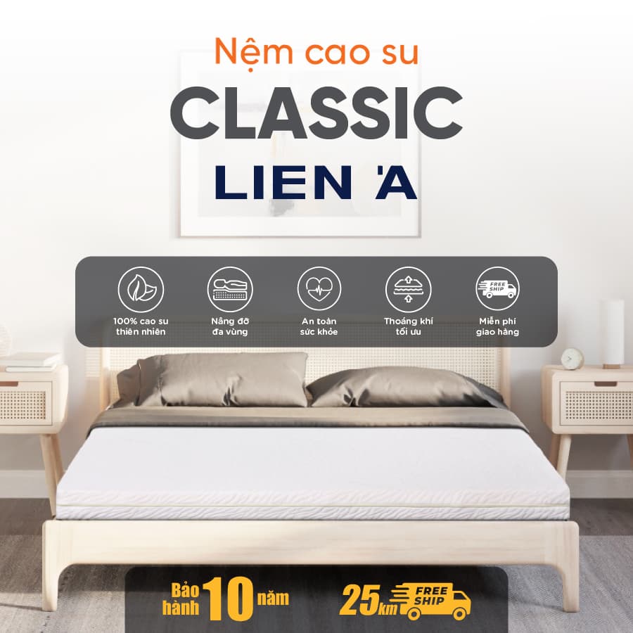 Nệm Cao Su Liên Á Classic 160 x 200 x 5cm