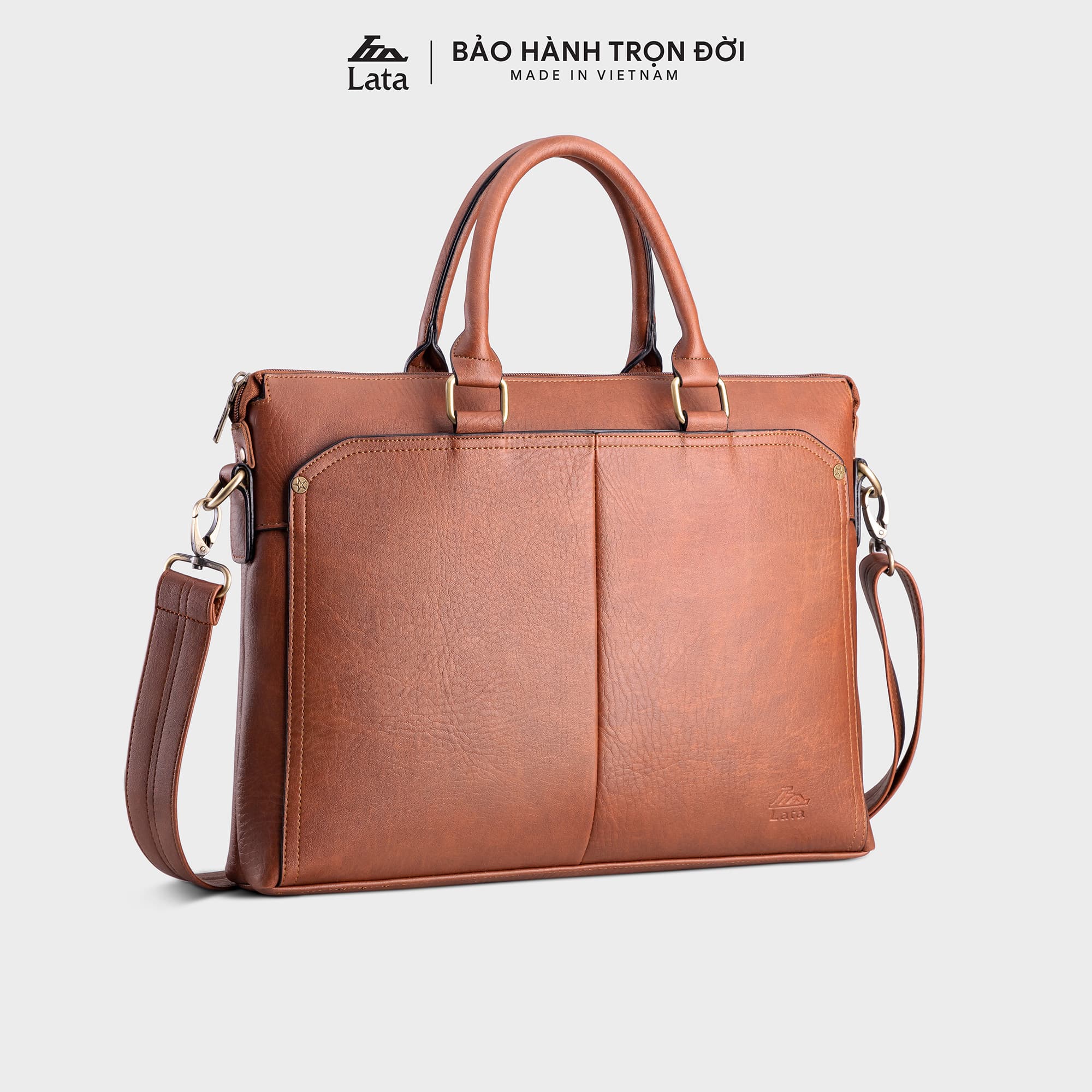 Cặp Công Sở Lata Thời trang nam basic Cặp da CA35 Bò đậm