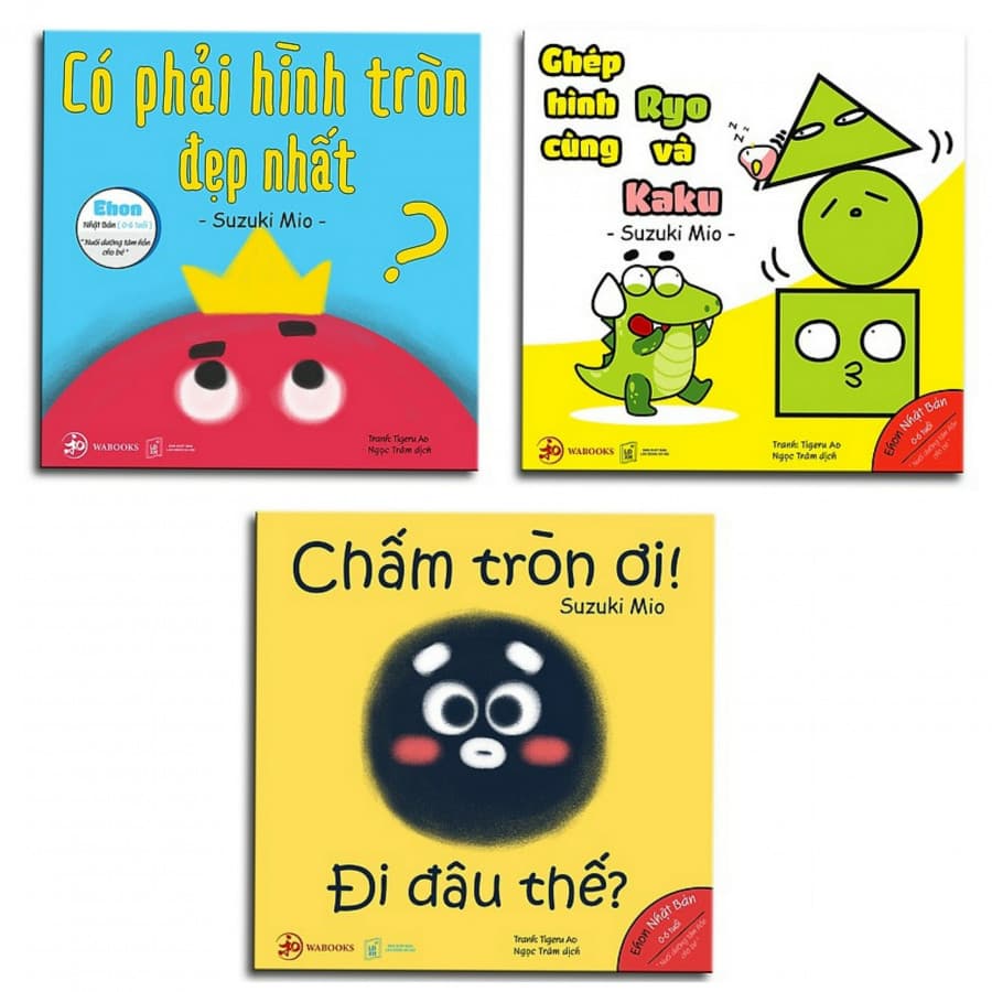 Ehon Nhật Bản NHỮNG ĐIỀU KỲ DIỆU CỦA HÌNH KHỐI Có Phải Hình Tròn Là Đẹp Nhất Ghép Hình Cùng Ryo Và Kaku Chấm Tròn Ơi Đi Đâu Thế Bộ 3 cuốn Phát triển trí tuệ 0 6 tuổi Tặng kèm Bookmark Happy Life