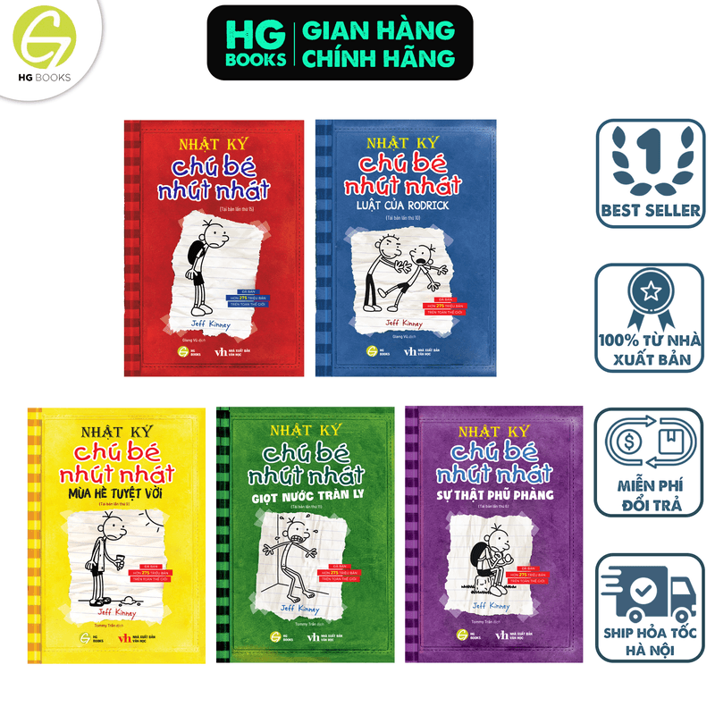 Combo 5 tập Nhật Ký Chú Bé Nhút Nhát bản Tiếng Việt Diary Of A Wimpy Kid Tập 1 5