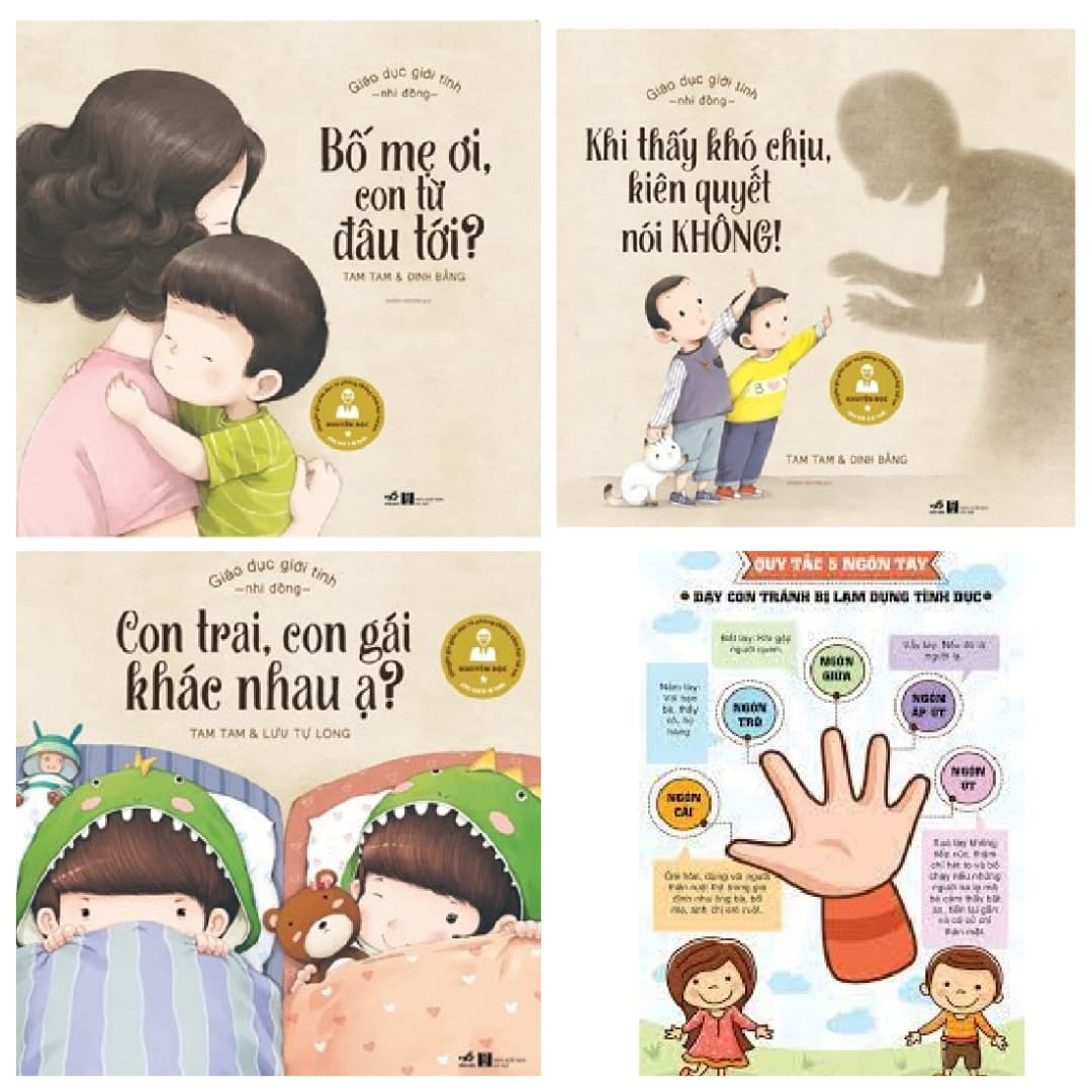 Combo sách giúp con bảo vệ bản thân Giáo dục giới tính nhi đồng Bố Mẹ Ơi Con Từ Đâu Tới Khi Thấy Khó Chịu Kiên Quyết Nói Không Con Trai Con Gái Khác Nhau Ạ Poster an toàn cho bé