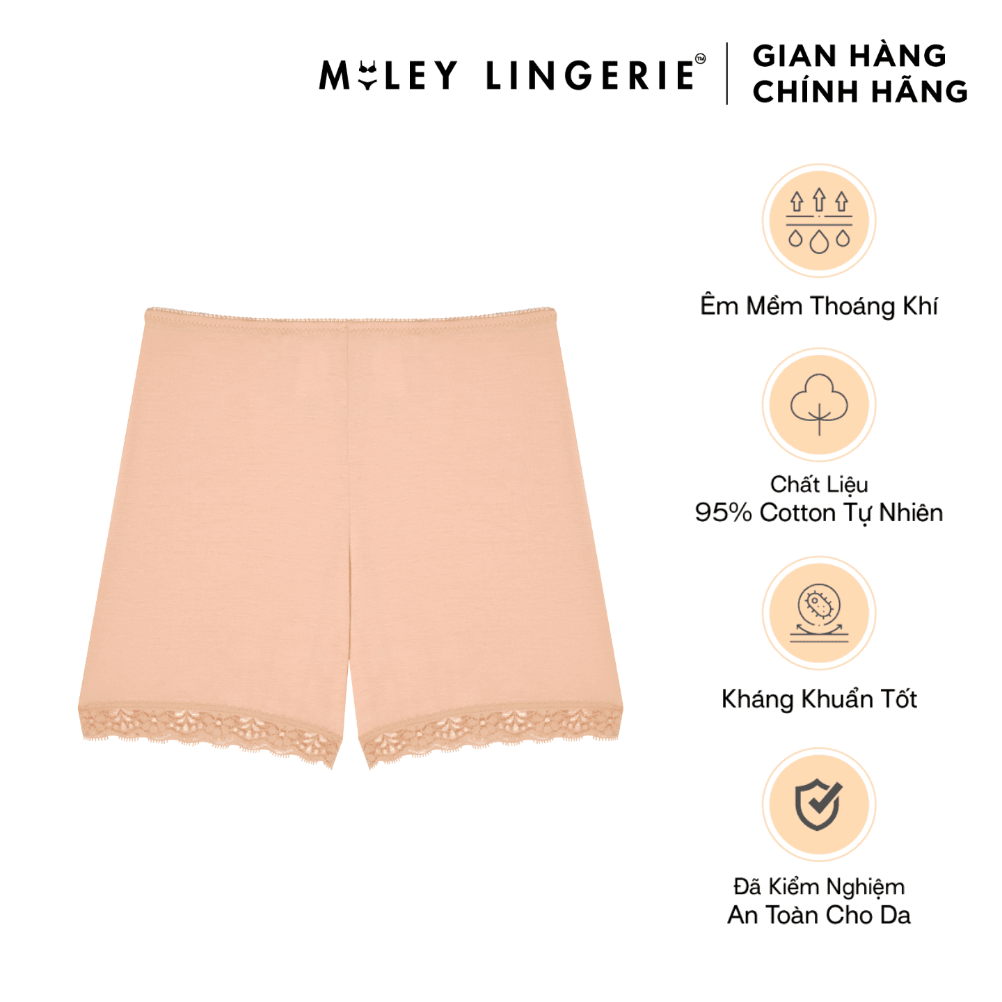 Quần Đùi Lót Nữ Mặc Trong Chân Váy Dài 25.5cm Miley Lingerie Màu Beige FDS0906 M