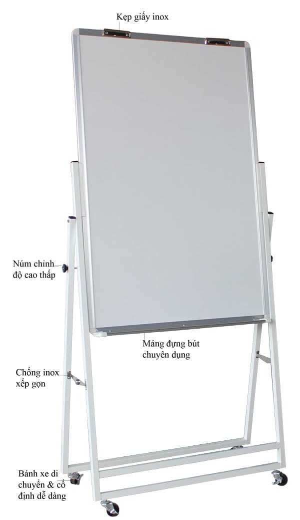 Bảng Flipchart chân gấp 60x100cm Mặt bảng trắng không ô ly bảng giá rẻ BAVICO