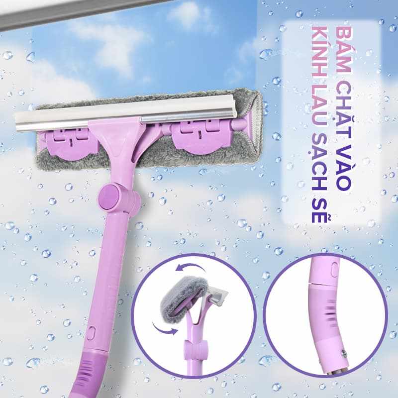 Cây Lau Kính Gạt Chùi Kính Đa Năng 2 Đầu Trong 1 MyJae Cán Dài Uốn Xoay Thông Minh Chống Trơn Trượt