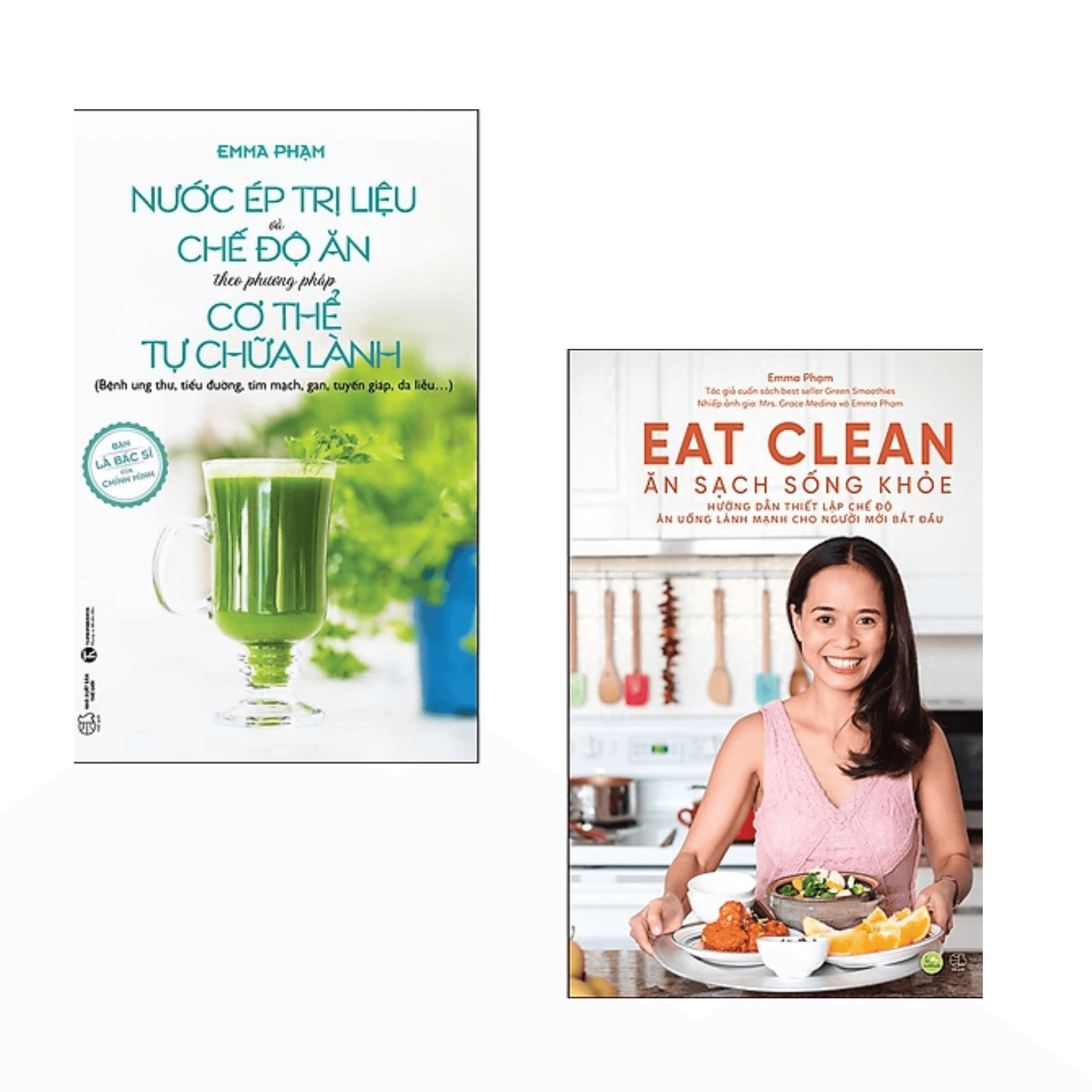 Combo 2 cuốn sách Chăm Sóc Sức Khỏe Nước Ép Trị Liệu Và Chế Độ Ăn Theo Phương Pháp Cơ Thể Tự Chữa Lành Eat Clean Ăn Sạch Sống Khỏe