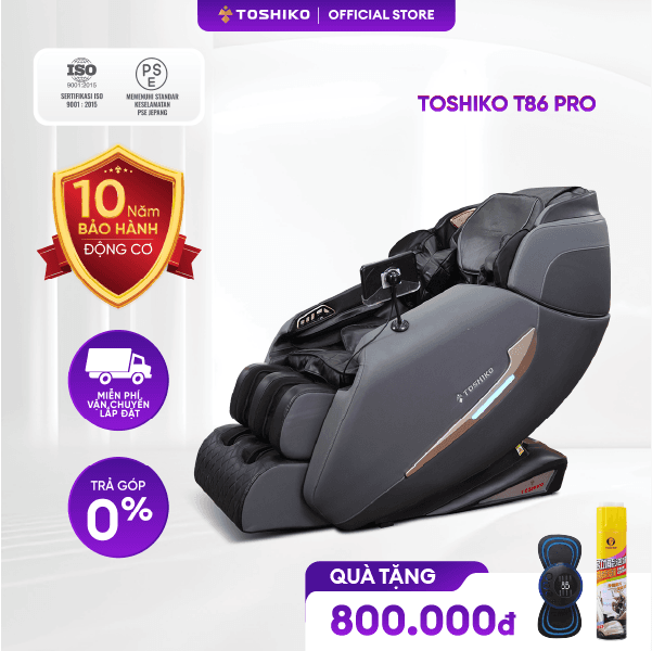 Ghế Massage Toàn Thân con lăn 4D di chuyển Đa Năng Cao Cấp Toshiko T86 Pro đạt chuẩn ISO massage sâu tại các vùng chuyên biệt Máy Massage Toàn Thân Đa Năng chức năng dò tìm huyệt đạo