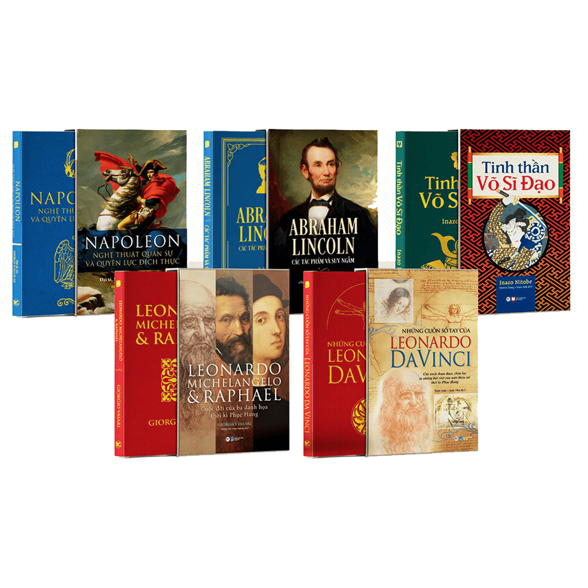 Combo Bộ Sách Sang Trọng Deluxe Books Abraham Lincoln Các Tác Phẩm Và Suy Ngẫm Tinh Thần Võ Sĩ Đạo Leonardo Michelangelo Và Raphael Cuộc Đời Ba Danh Họa Thời Kì Phục Hưng Napoleon Nghệ Thuật Quân Sự Và Quyền Lực Đích Thực Những Cuốn Sổ Tay Của