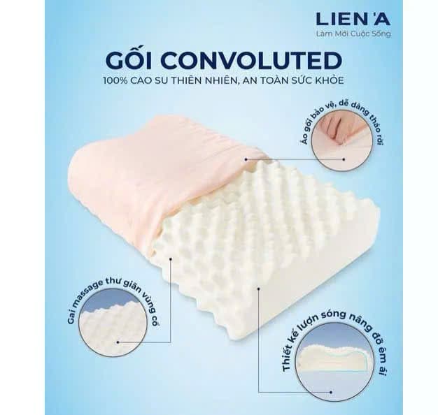 Gối Cao Su Liên Á Massage Convoluted LAGM3860 38 x 60 x 12 cm Trắng Giao mẫu ngẫu nhiên