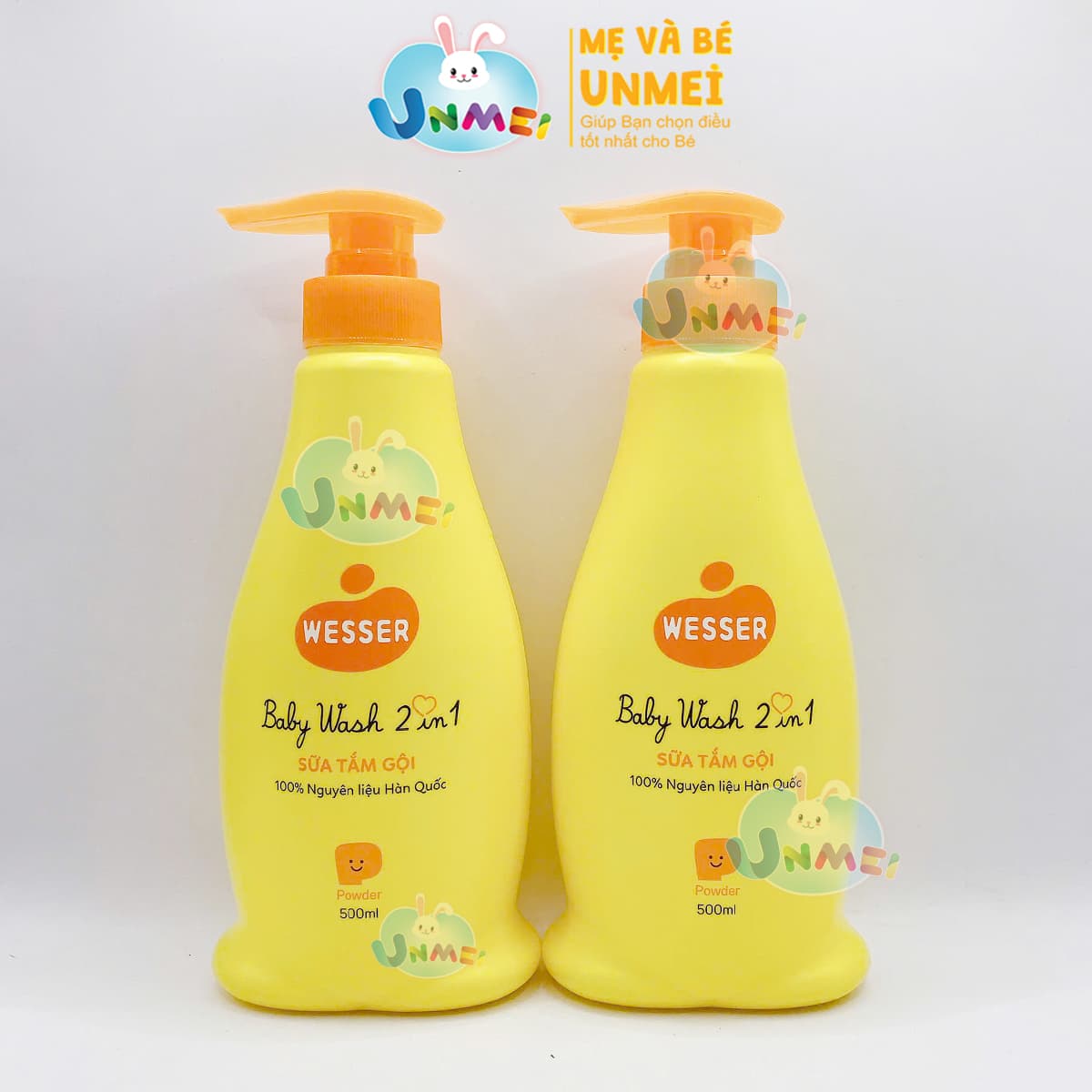 Bộ 2 Chai Sữa Tắm Gội Wesser 2in1 Hương Phấn 500ml x 2 Cam