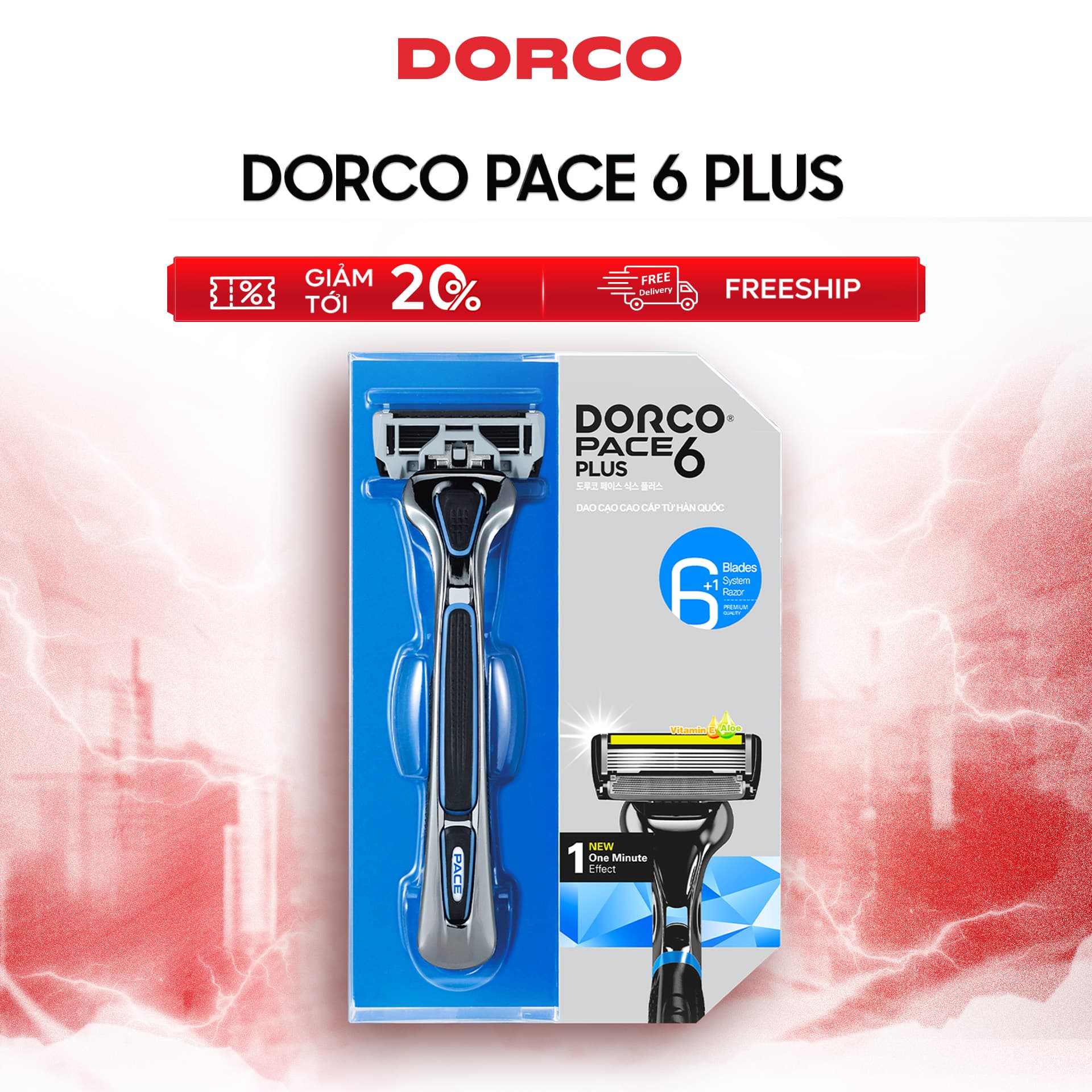 Dao Cạo Râu 6 Lưỡi Dorco Pace 6 Plus SXA 5001 PT 6 Lưỡi Đầu Cắt Tóc Mai