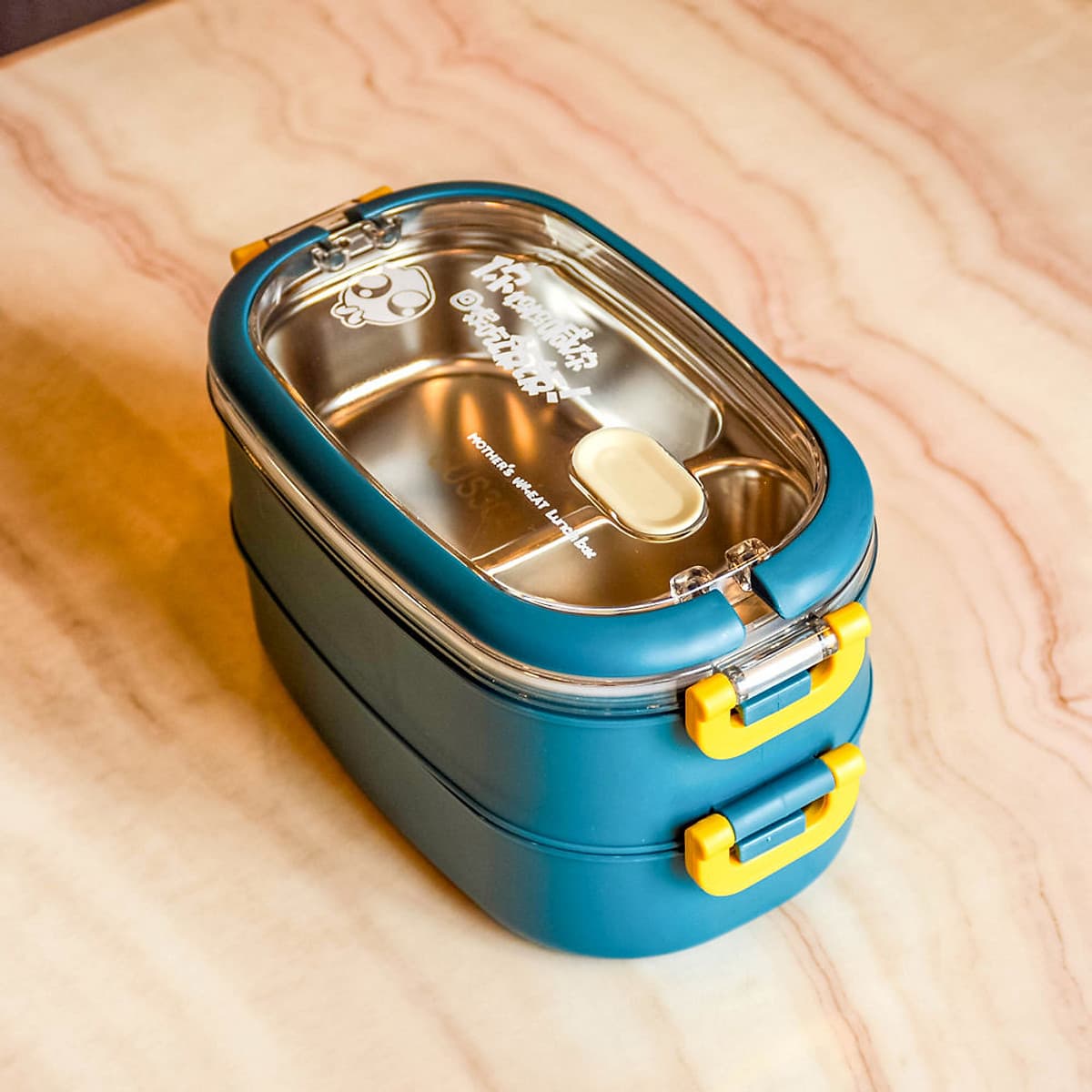 Bộ Hộp Cơm Giữ Nhiệt 2 Lớp 2 Tầng 2 Ngăn INOX304 Thiết Kế Hiện Đại Full Box Hàng Loại 1 MINIIN Xanh Navy
