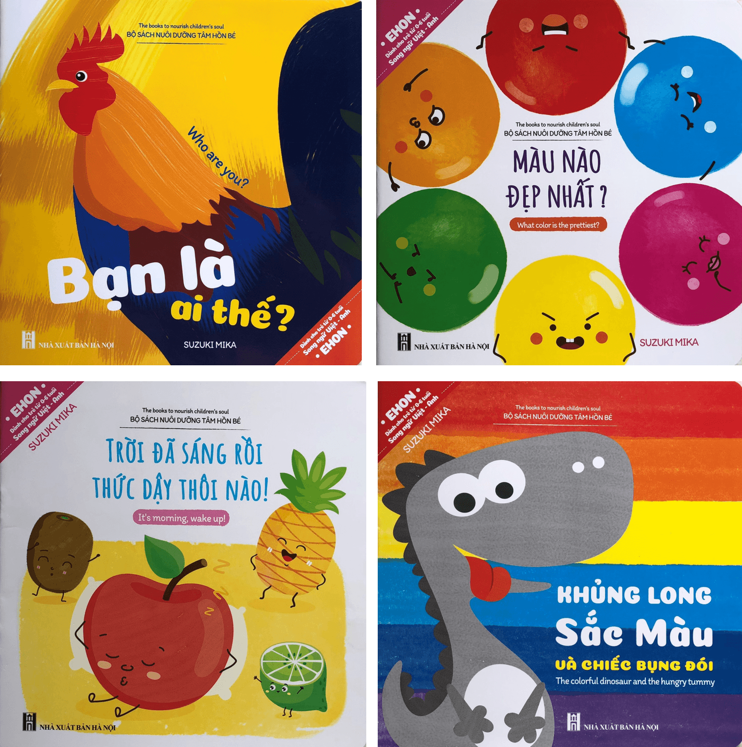 EHON Nhật Bản Song Ngữ 4 Cuốn Bạn Là Ai Thế Trời Sáng Rồi Thức Dậy Thôi Nào Khủng Long Sắc Màu Màu Nào Đẹp Nhất Kỹ Năng Tuyệt Vời Nuôi Dưỡng Tâm Hồn Trẻ