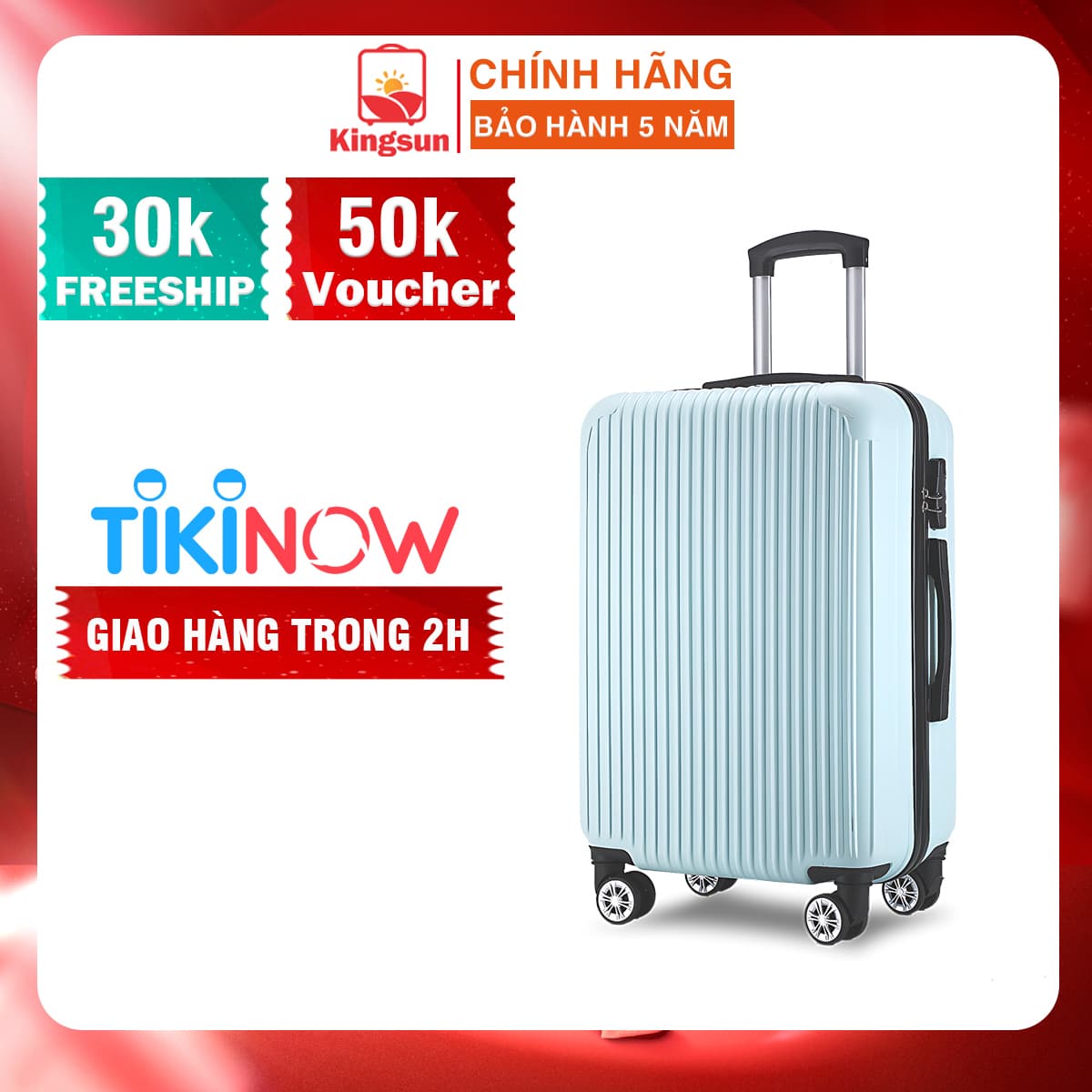 Vali du lịch kéo cao cấp Size 24inch Chất lượng cao KS 155 Xanh lam nhạt