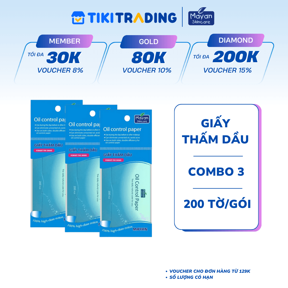 Combo 3 Giấy Thấm Dầu Mayan 200 Tờ Gói
