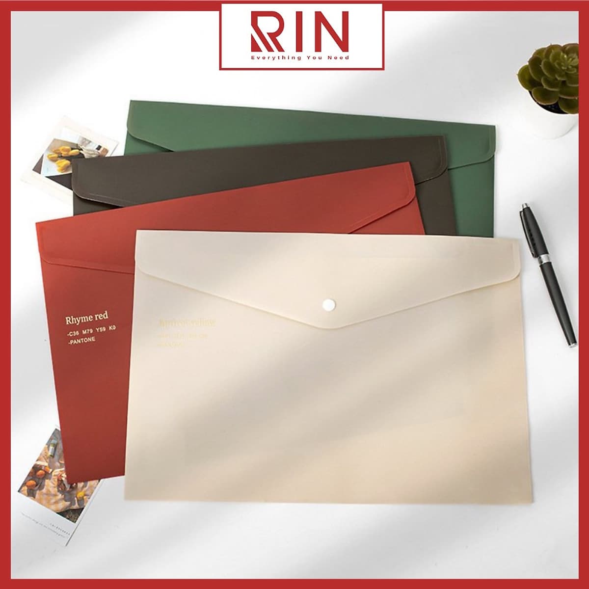 Bìa nút bấm A4 Túi nút đựng tài liệu A4 File lưu trữ tài liệu nhiều mẫu Retro Colors ngẫu nhiên
