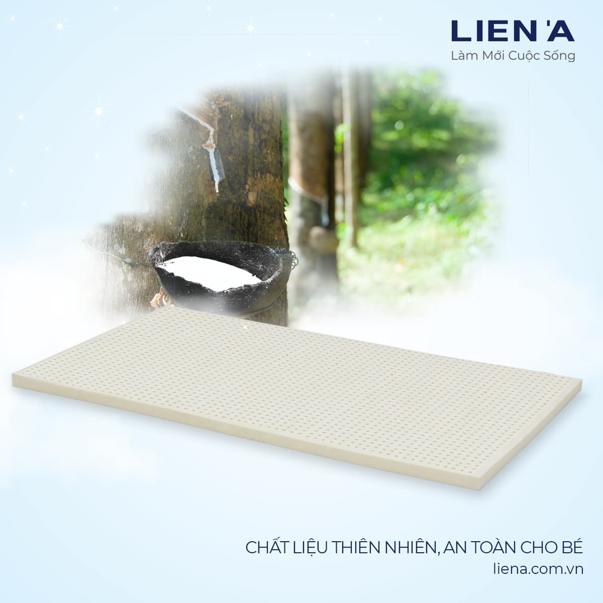 Nệm cao su thiên nhiên em bé Liên Á Bambino 1 Áo nệm cùng kích thước 60x100 2cm