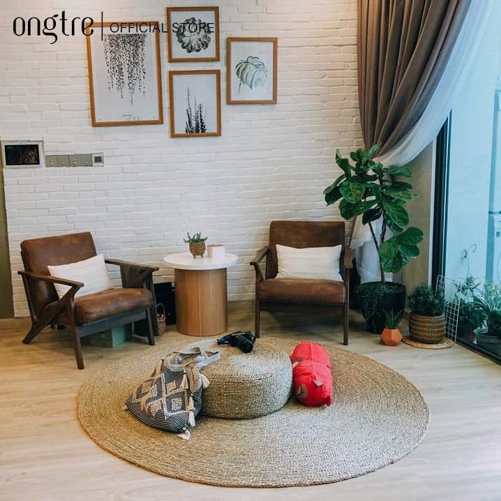 Thảm trải sàn cóilục bình hình tròn decor trang trí phòng khách 6080100120150180cm ongtre Vietnam. Cói 120cm