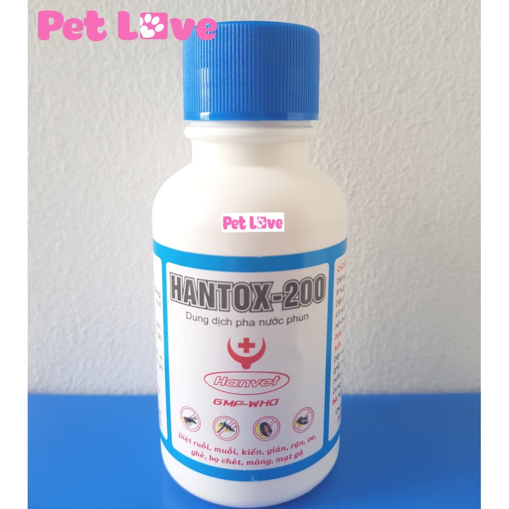 Hantox 200 diệt ruồi muỗi kiến gián ve rận bọ chét chai 100ml