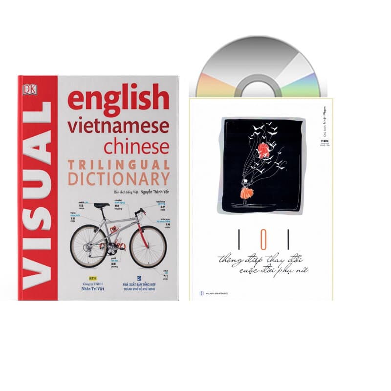 Combo 2 sach Từ điển hình ảnh Tam Ngữ Trung Anh Việt Visual English Vietnamese Chinese Trilingual Dictionary 101 Thông Điệp Thay Đổi Cuộc Đời Phụ NữDVD tai liêu