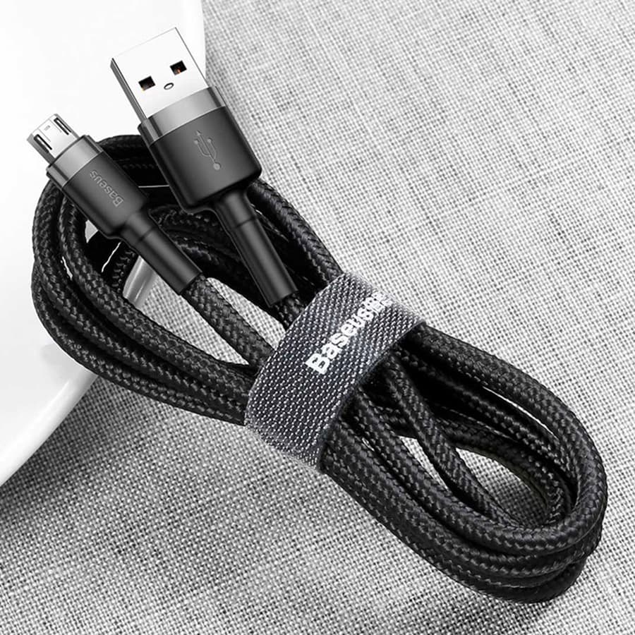 Cáp Sạc Nhanh Micro USB Cho Smartphone Android 2.4A Baseus Cafule 1m Xám