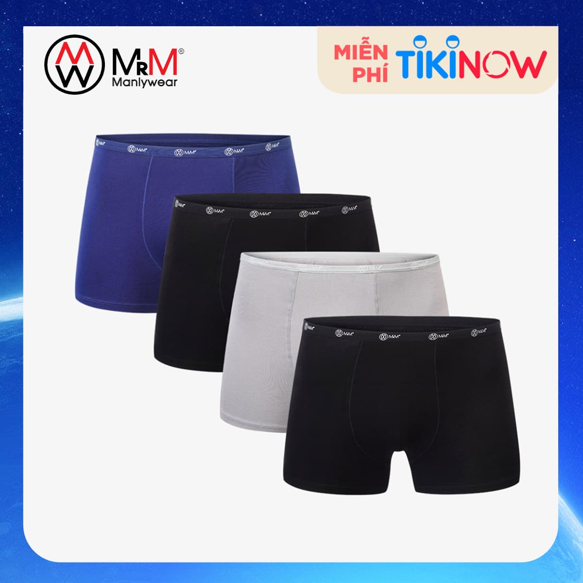 Combo 4 quân lot nam Boxer sơi cap 1cm sơi tre tư nhiên mêm min thâm hut mô hôi co gian 4 chiêu MRM Manlywear Màu ngẫu nhiên M