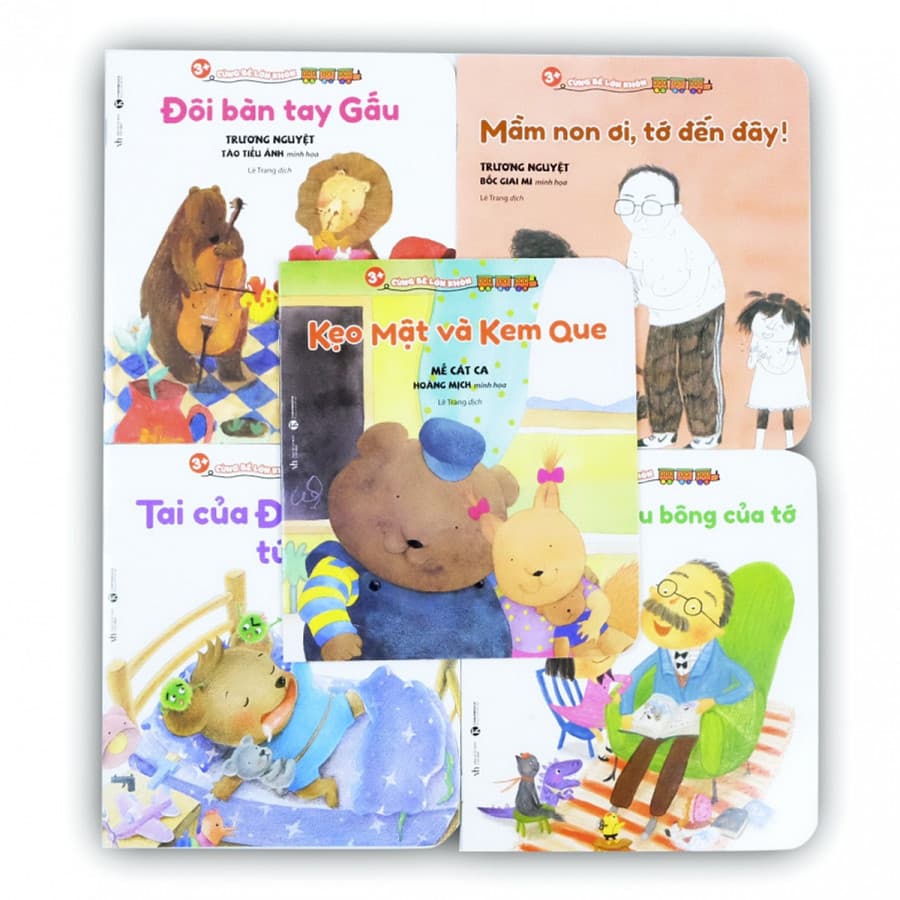 Combo 05 cuốn ehon Cùng bé lớn khôn 2 cho bé 3 Mầm non ơi tớ đến đây Ông nội là gấu bông của tớ Tai của Đô Đô tức giận rồi Đôi bàn tay gấu Kẹo mật và kem que kèm bookmark PD đặc biệt