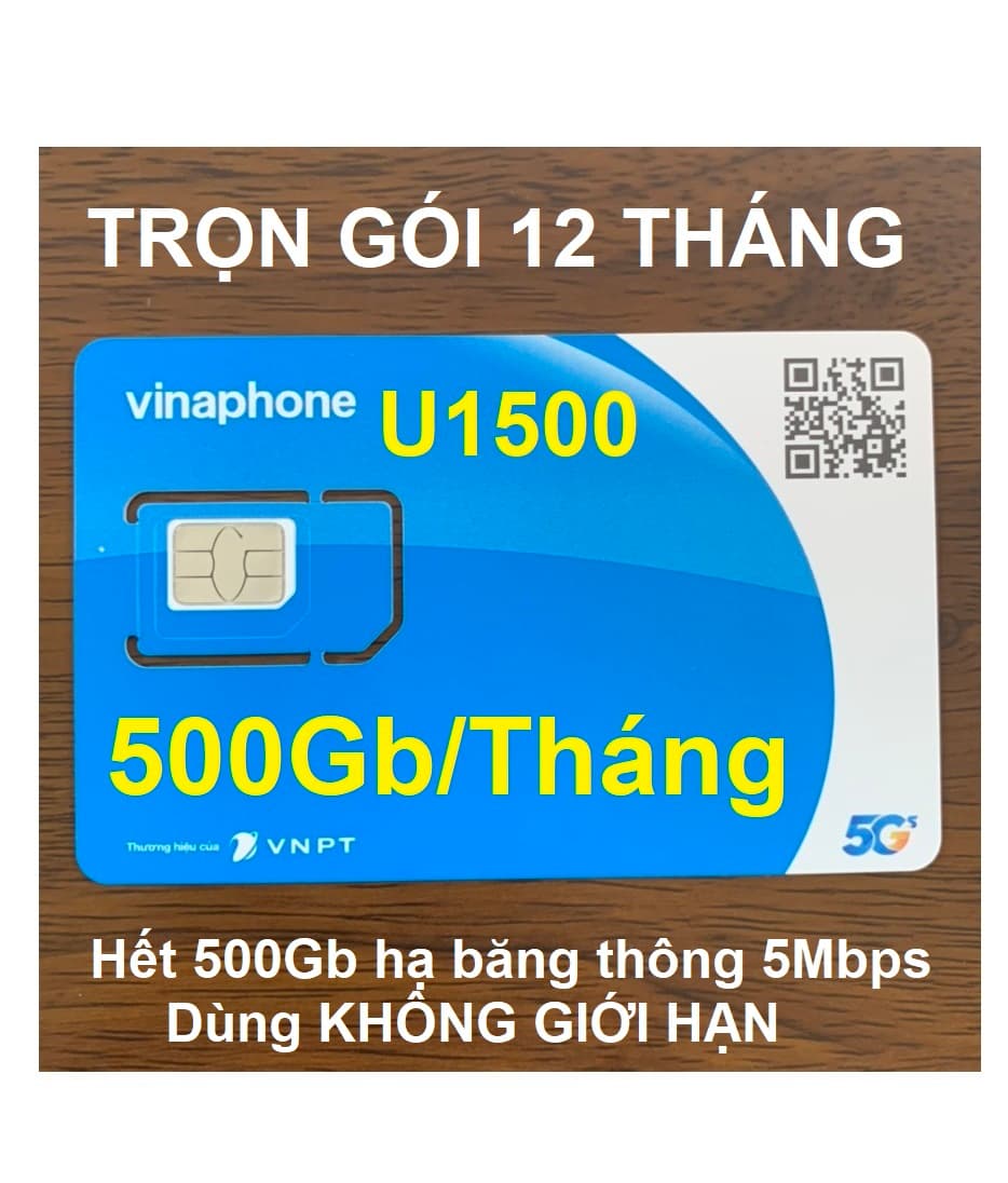 SIM 4G VINAPHONE TRỌN GÓI 1 NĂM CHỌN LOẠI 2GBngày 6GBngày 500GBtháng U1500 500GBtháng MAX DATA 12 THÁNG