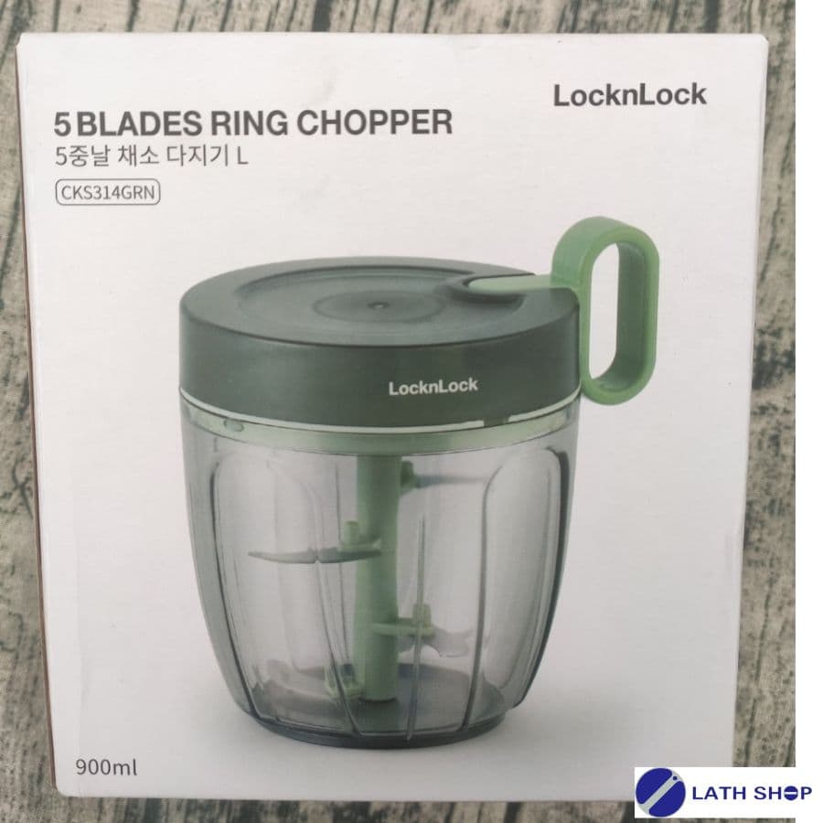 Dụng Cụ Băm Nhỏ Thực Phẩm Xay Cắt Rau Củ Nghiền Thịt Bằng Tay LocknLock CKS 314GRN 900ml Màu Xanh