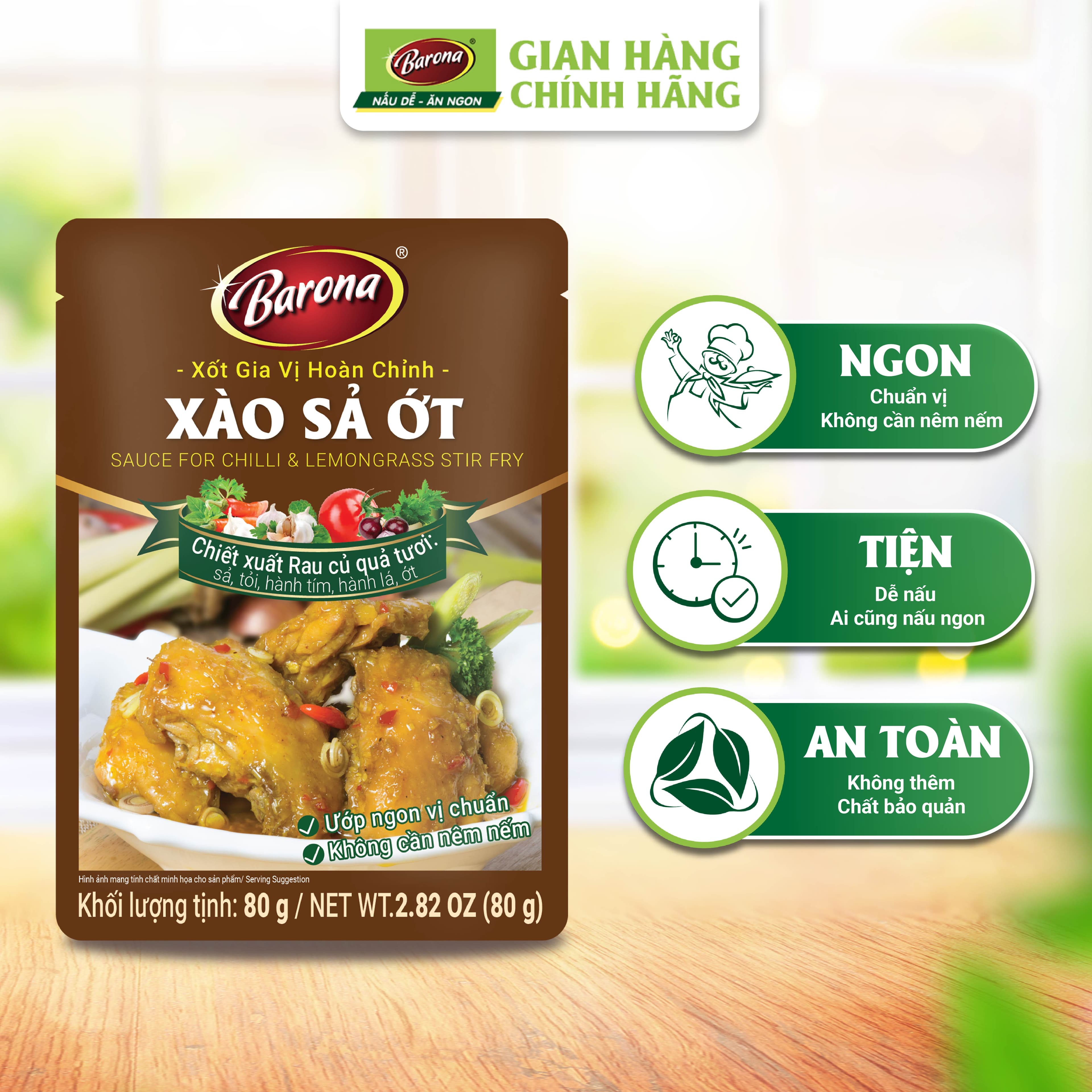 Xốt Gia Vị Hoàn Chỉnh Barona Xào Sả Ớt 80g