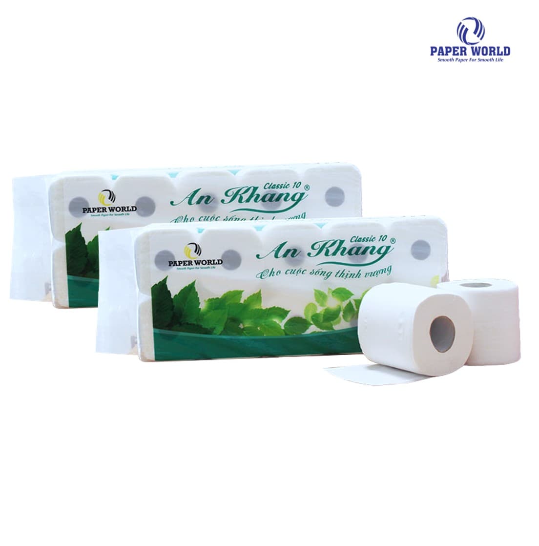 Hai lốc giấy vệ sinh An Khang Classic10 hai lớp 10 cuộn lốc