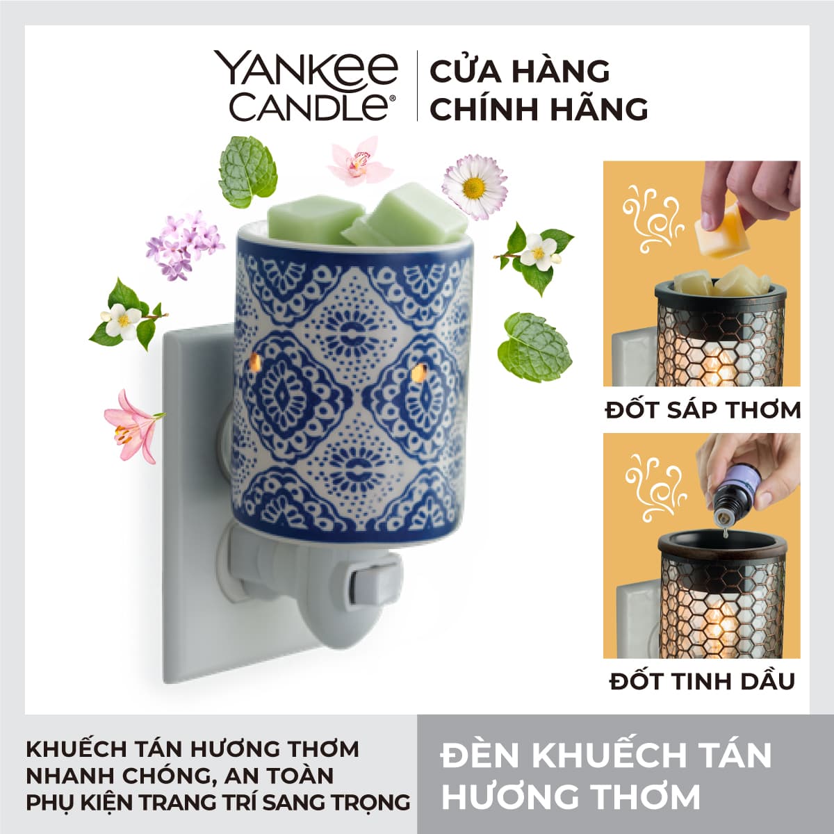 Đèn khuếch tán hương thơm Yankee Candle Indigo Porcelain