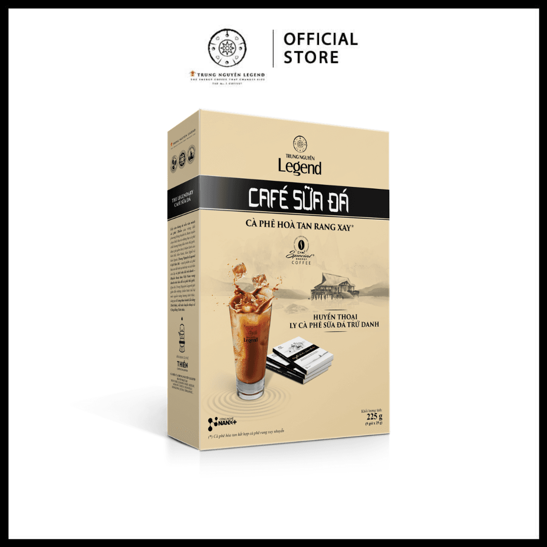 Trung Nguyên Legend Cà phê hoà tan rang xay 3in1 Cafe sữa đá Hộp 9 gói x 25gr