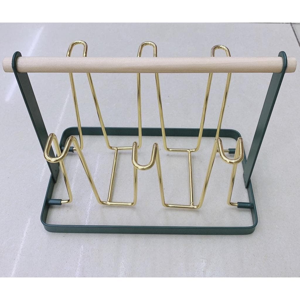 ÚP CỐC CÓ KHAY HỨNG DECOR GIÁ ÚP LY CỐC SƠN TĨNH ĐIỆN KÈM KHAY HỨNG NƯỚC BẦU DỤC Tay gỗ xanh