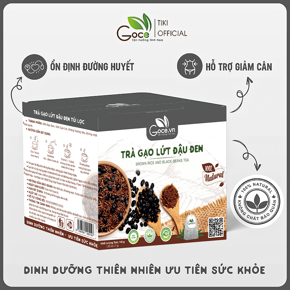 Trà gạo lứt đậu đen túi lọc Goce Ổn định đường huyết