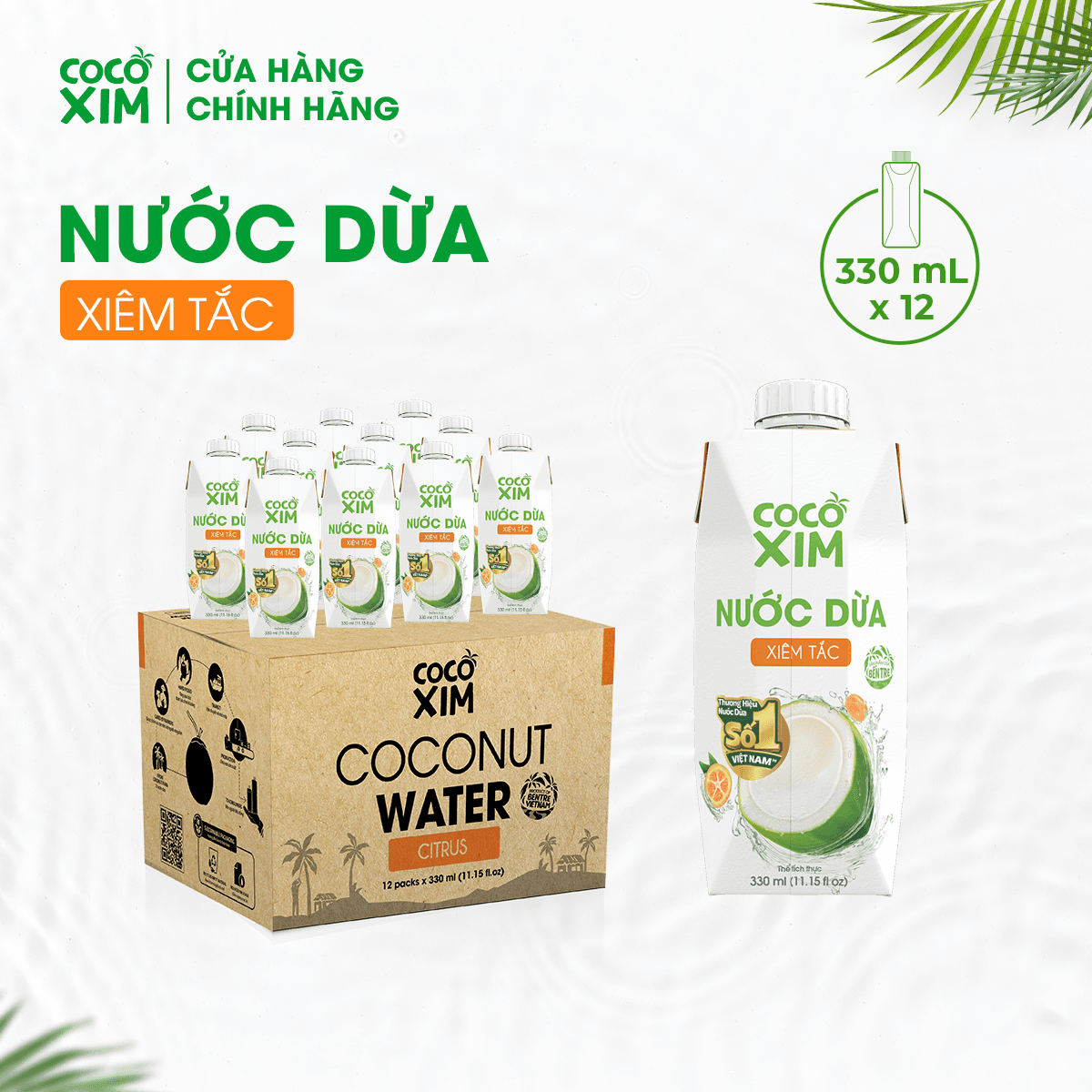 THÙNG 12 Hộp Nước dừa đóng hộp Cocoxim Tắc dung tích 330mlHộp