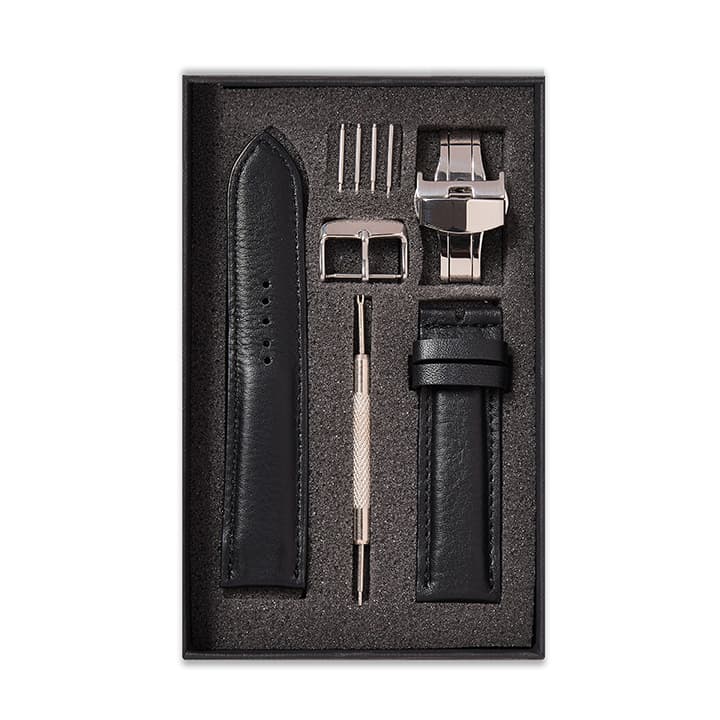 Dây Đồng Hồ Da Bò Italy Cao Cấp Màu Đen Size 14161820222426mm Dây Da Đồng Hồ Da Bò Thật 100 Bảo Hành 12T Khóa Cài Bướm Bạc 2018mm