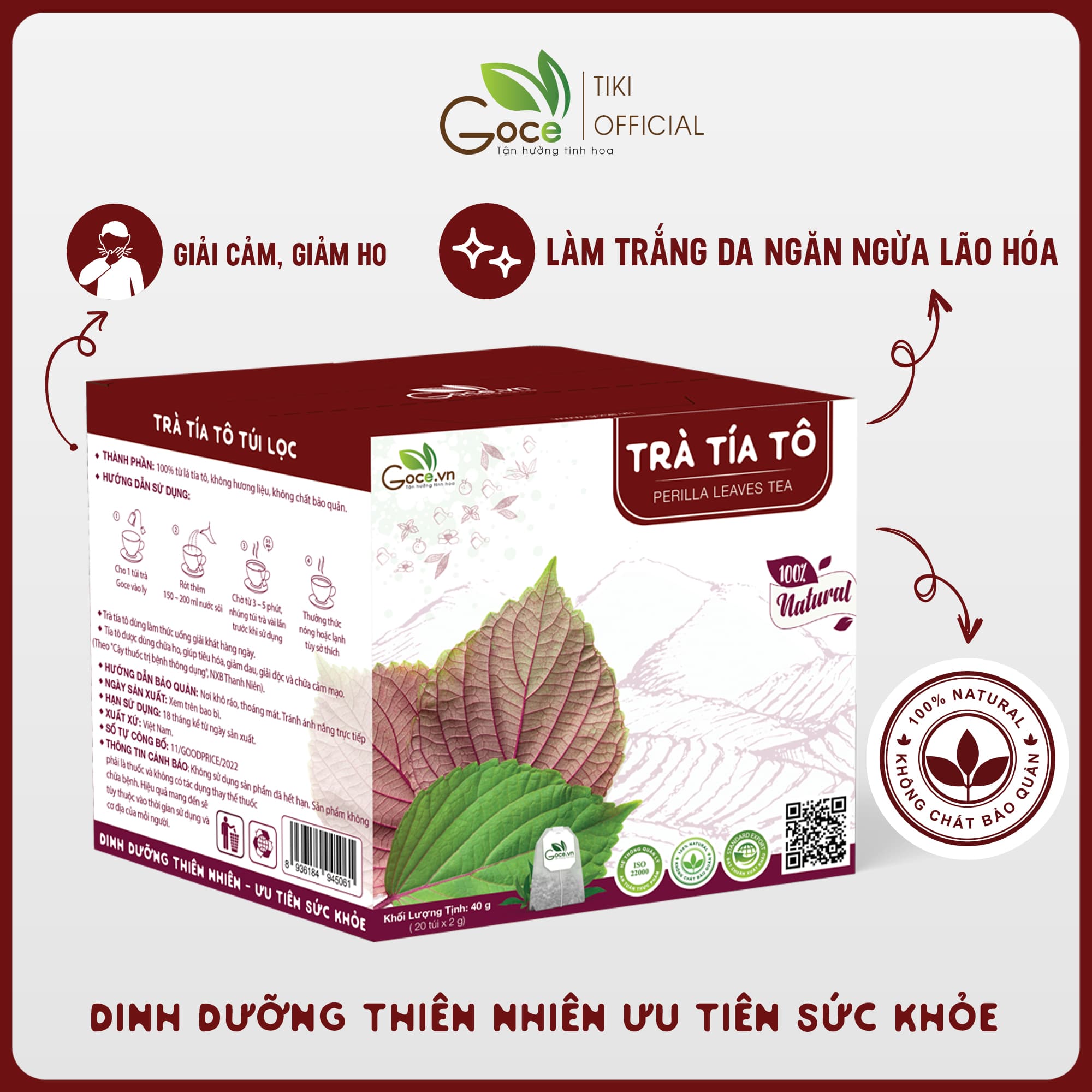Trà tía tô túi lọc Goce Giải cảm giảm ho