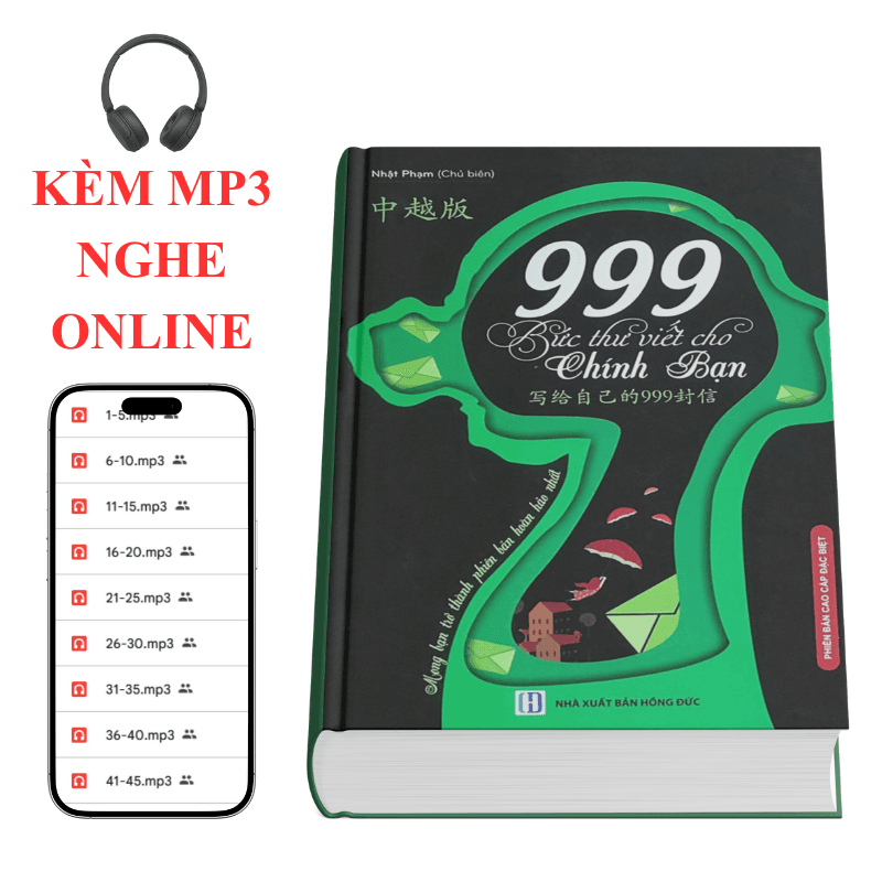 Sách 999 bức thư viết cho chính mình song ngữ Trung việt có phiên âm có mp3 nghe DVD tài liệu