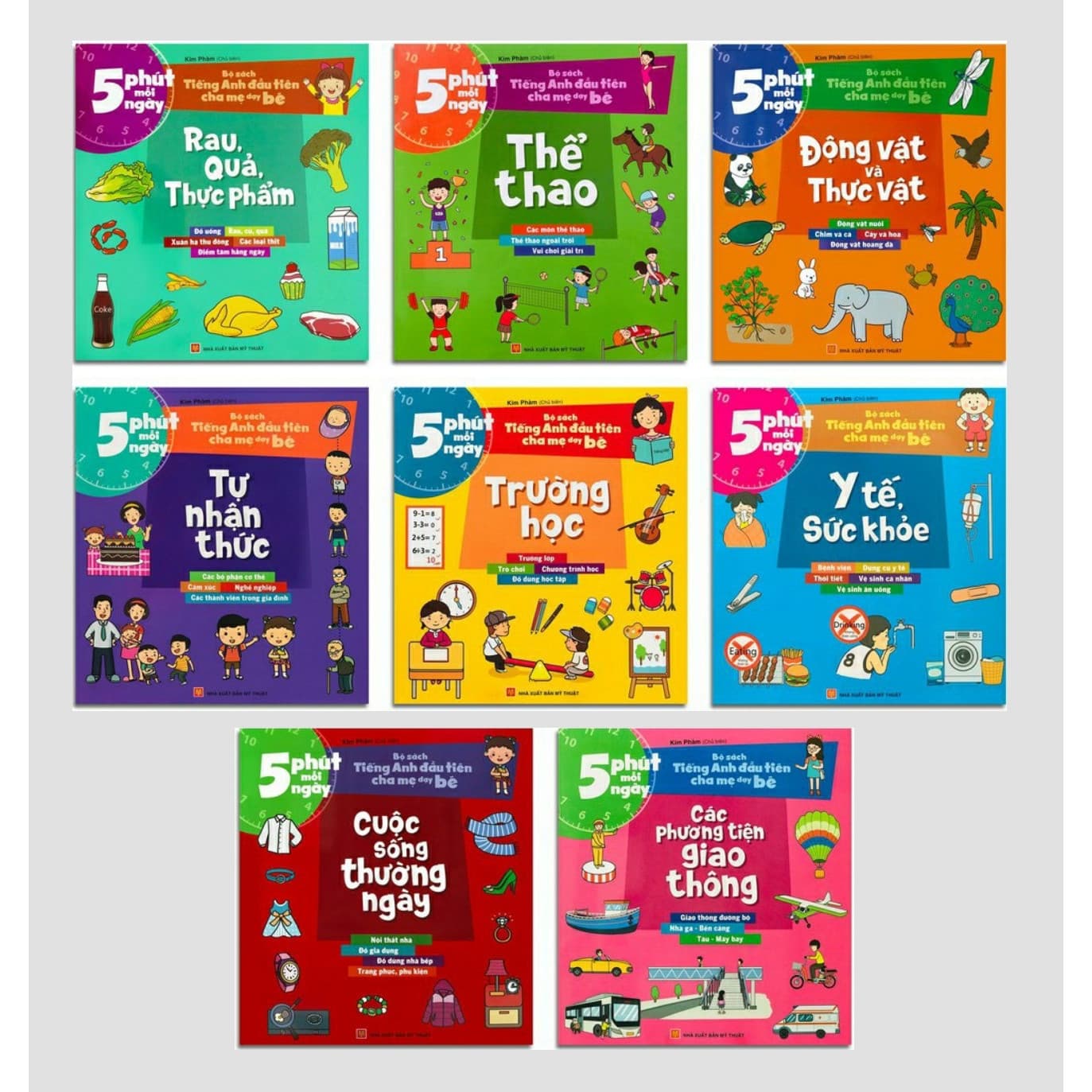 Sách 5 Phút Mỗi Ngày Bộ sách Tiếng Anh đầu tiên cha mẹ dạy bé Trọn bộ 8 cuốn