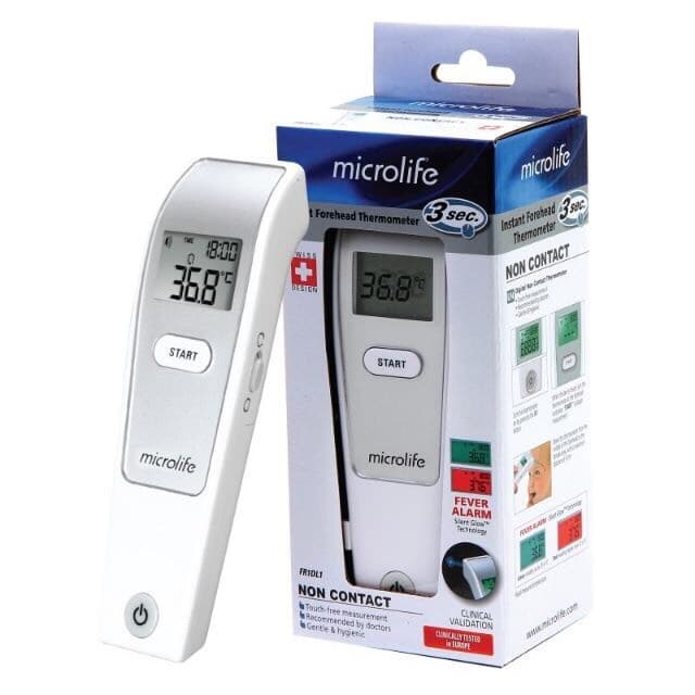 Combo Nhiệt kế điện tử đo trán đa chức năng MICROLIFE FR1MF1 Tặng kèm túi chườm lạnh nhựa TPU